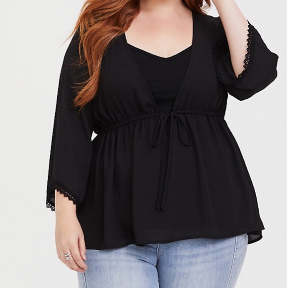 torrid Tops - Torrid black tie chiffon babydoll